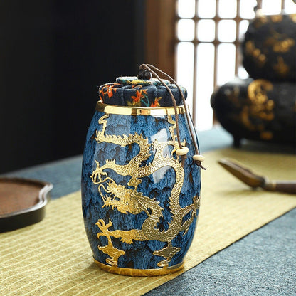 Jianzhan Teedose mit Goldeinlage, versiegelte Aufbewahrungsdose für Kaffee – Kung-Fu-Teeset, Küchentank, Aufbewahrungstank, Teeservice-Zubehör