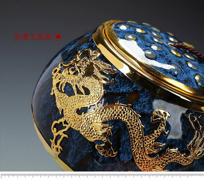 Золотой инкрустанный чайный чайник Jade Jianzhan Kung Fu Tea Set набор большой герметичный чайный горшок - хранение кофе канистр