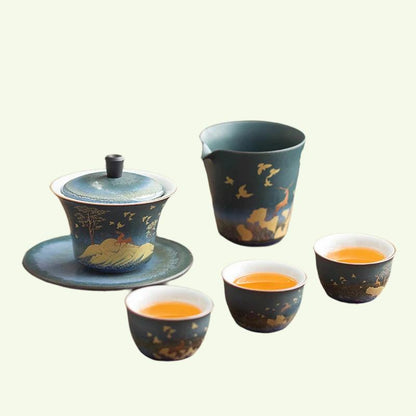 Оленя керамика Gaiwan Home Retro Ceramic печи превратилась в чашу для чая