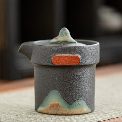 Ceramic Portable Travel Kung Fu Tea Set Home Office Zen Tea tekanna gåva - Reseteaset med koppar och te caddy i resväska