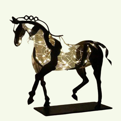 Home Decor Metal Horse Sculpture Adonis Three-dimensional Openwork Abstract Vintage Desktop Office Decor Christmas Ornaments