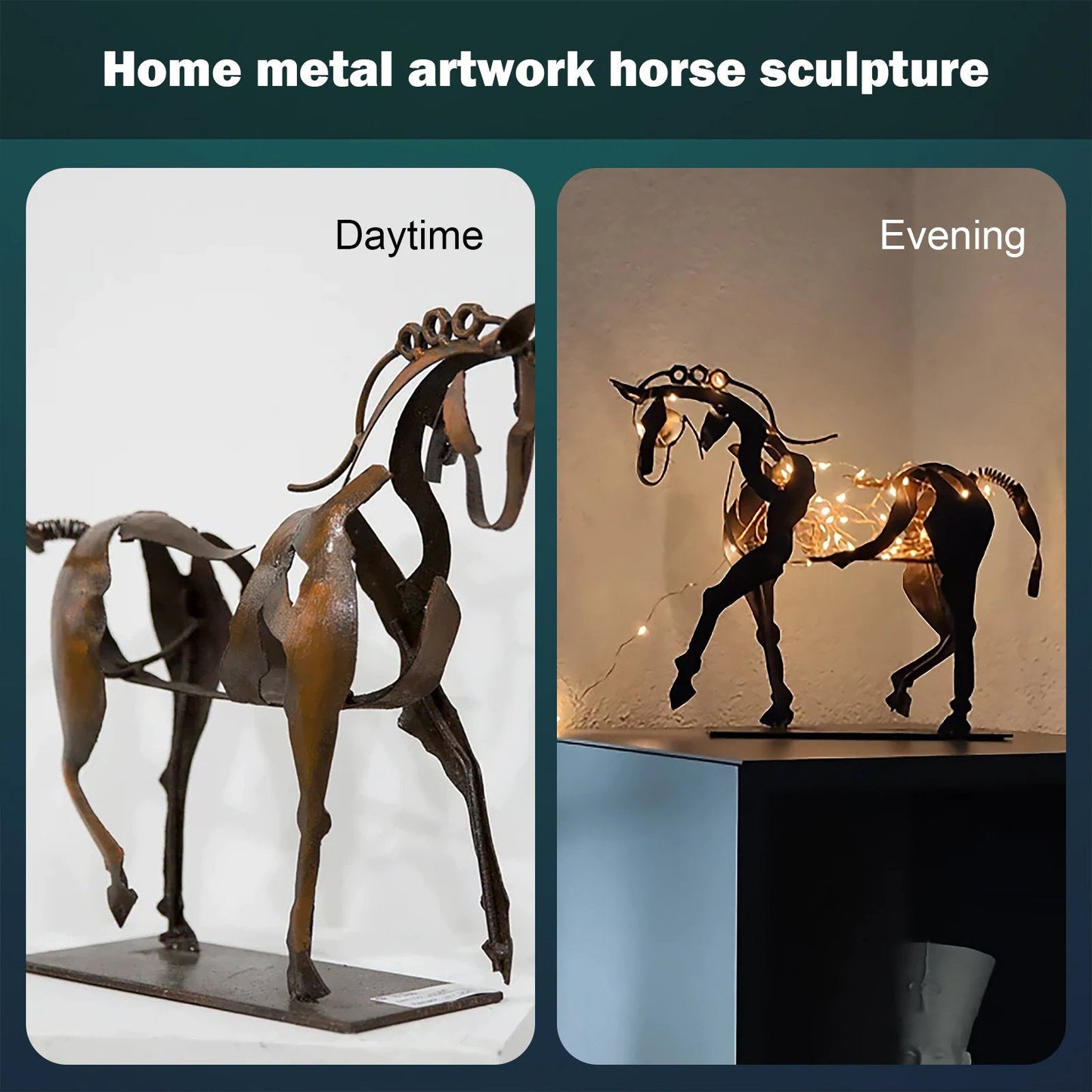 Wohnkultur Metall Pferd Skulptur Adonis Dreidimensionale Durchbrochene Abstrakte Vintage Desktop Büro Dekor Weihnachten Ornamente