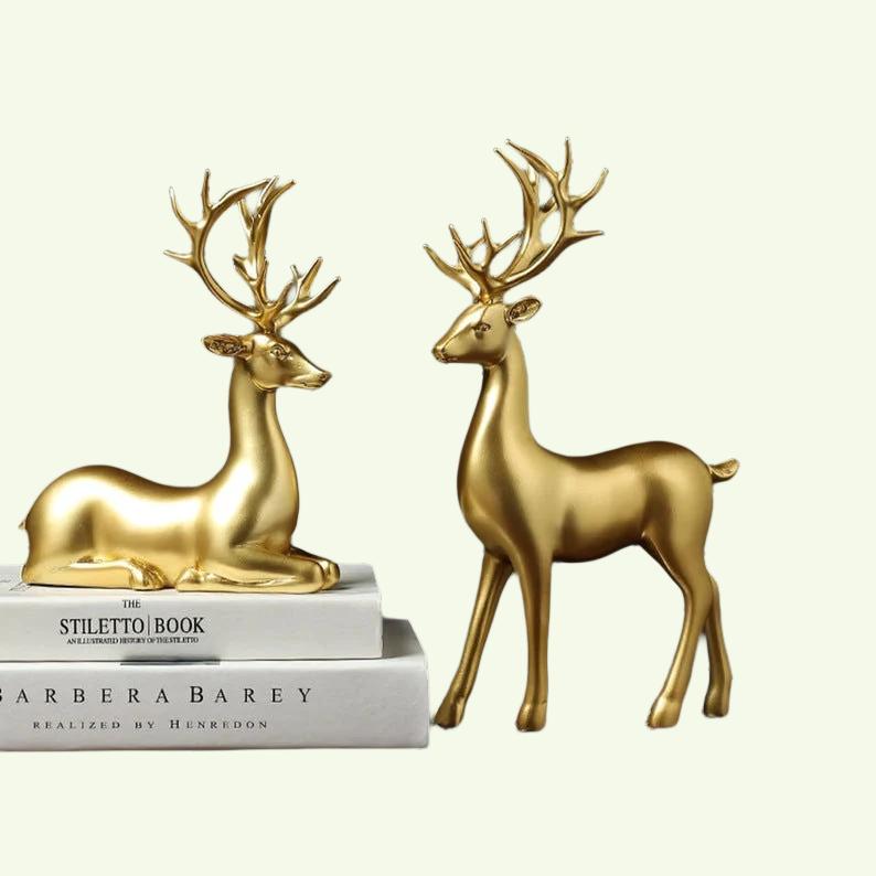 Golden Deer Animal Harts Crafts Sculpture Living Room Decoration Festival Presents - Golden Deer Bästa val för heminredning, hushållsgåva