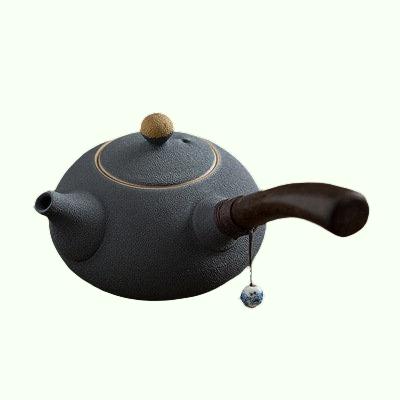 Teh Teapot Kyusu Seramik dengan Pemegang Sampingan Kayu I Jepun Seramik Teh Teapot