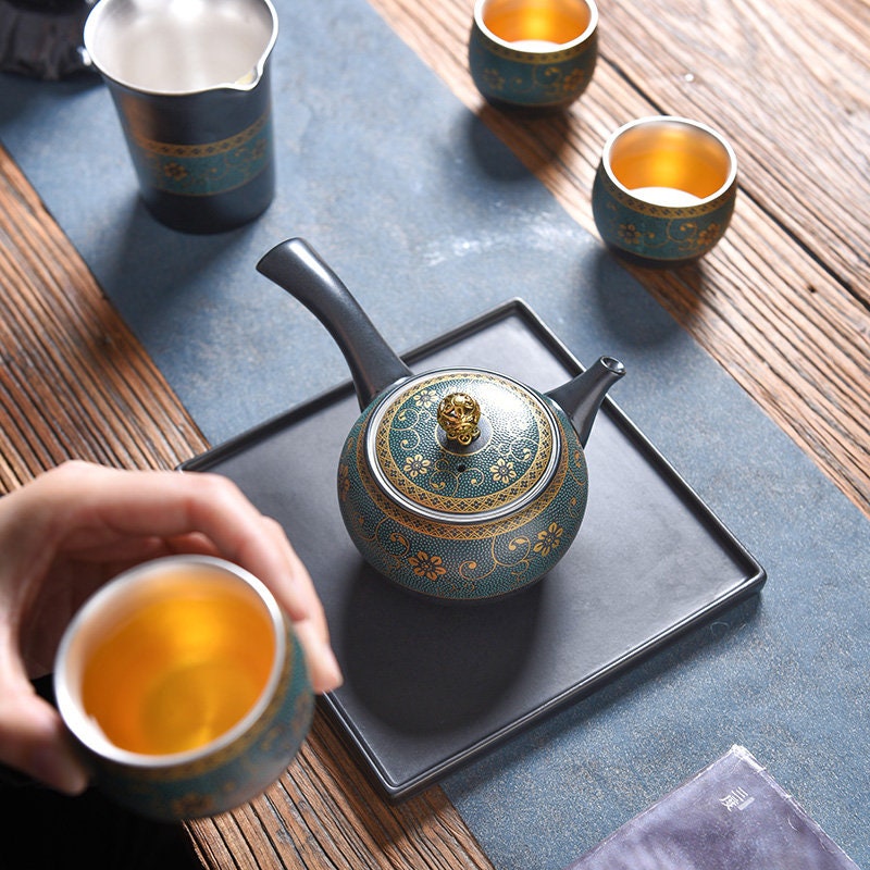 Novità kyusu teapot teapot sterling argento s999 muro interno i teiera giapponese con infuser