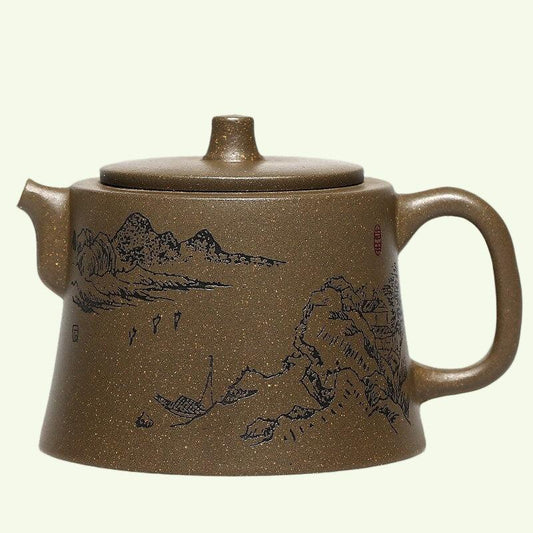 إبريق شاي Yixing Zisha Clay الفريد من نوعه من الطين الأخضر الخام، مصنوع يدويًا بالكامل