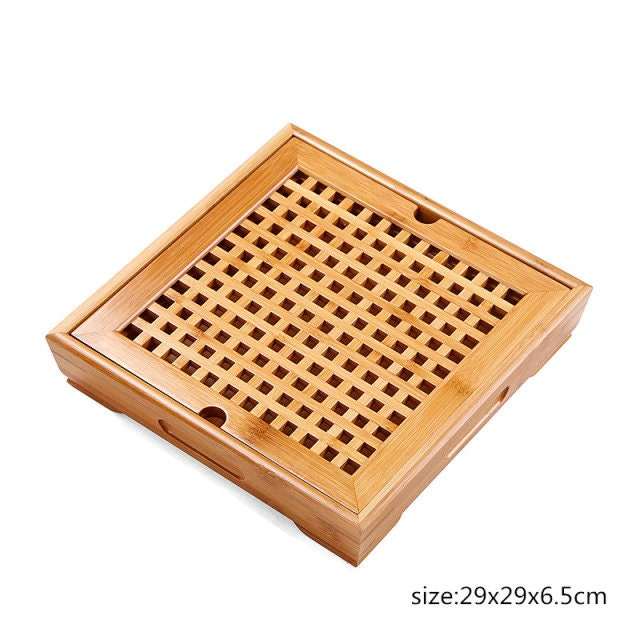 ACACUSS Bamboo tea tray square size | Tea Tray Heavy Natural Bamboo | Tea Table Gong Fu Serving Trays Accessories | Tea Ceremony Accessories - ACACUSS