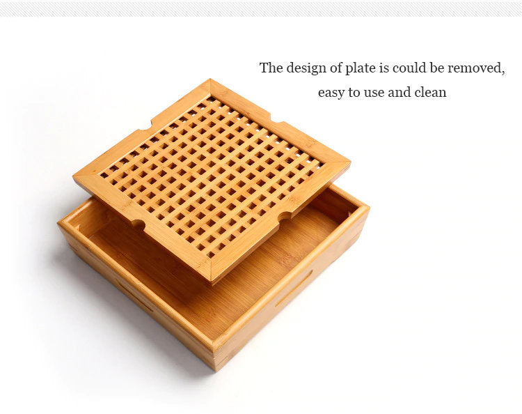 ACACUSS Bamboo tea tray square size | Tea Tray Heavy Natural Bamboo | Tea Table Gong Fu Serving Trays Accessories | Tea Ceremony Accessories - ACACUSS
