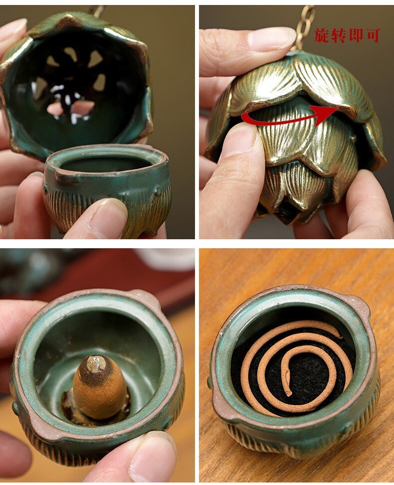 Posiadacz kadzidełka dla stożków Dekoracja Buddy Ceramiczna palnik ręcznie robiony