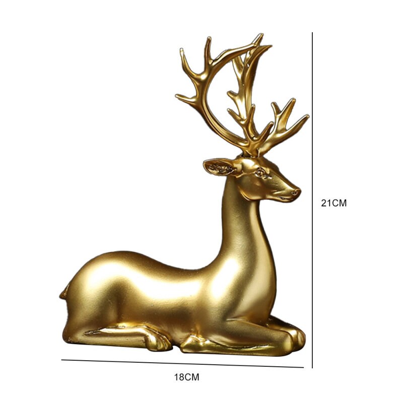 황금 사슴 입상 동물 조각상 조각 거실 장식 - 집 장식을위한 황금 사슴, 집들이 선물