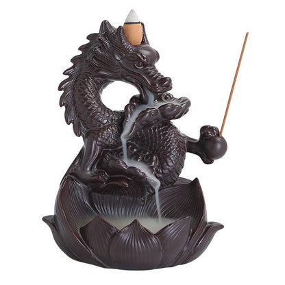 Dragão artesanal Dragão cerâmico Cachoeira de fumaça de fumaça de queimador de queimador decoração Decoração de incenso Feng shui decoração