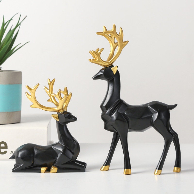 Golden Deer Animal Harts Crafts Sculpture Living Room Decoration Festival Presents - Golden Deer Bästa val för heminredning, hushållsgåva