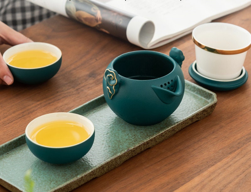 Tragbares Reise-Teeset aus Keramik für den Außenbereich
