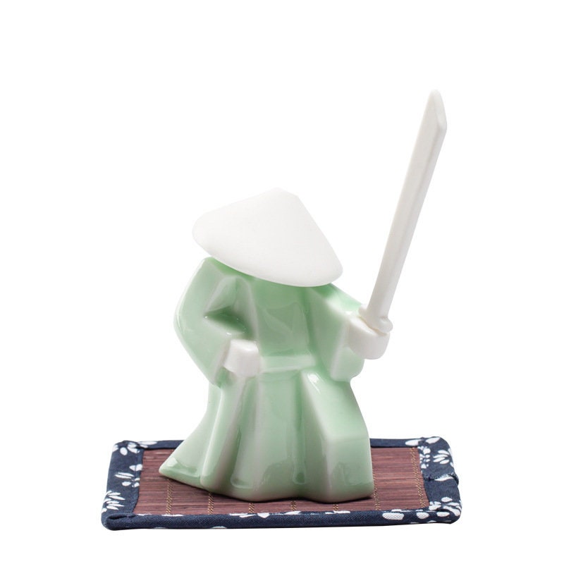 Creative Ceramic Samurai Knight Desktop Ornaments Household Incense Stick Holder Burner Tray - acacuss