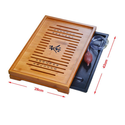 Чайный лоток тяжелый натуральный бамбук | Традиционный бамбуковый деревянный чайный поднос