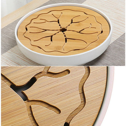 伝統的な竹の木材ティーティートレイ|ティーテーブルトレイの排水