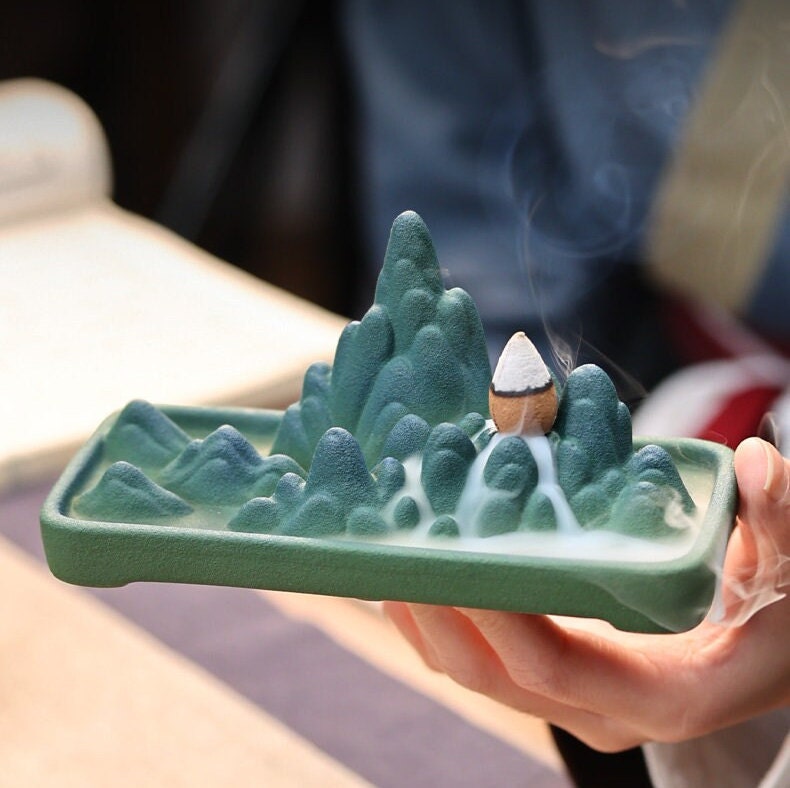 Minimalist Ceramic backflow incense burner Home Landscape Zen Reclining Incense Burner | SPIRITUAL Cloudy Mountain Backflow Incense Burner - ACACUSS