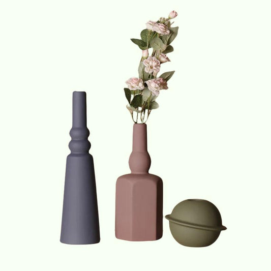 Vaso fatto a mano di scultura | Regali di vaso astratto minimalista | Ceramica ceramica geometrica da tavolo | Decorazione nordica minimalista