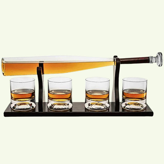Baseball-Whisky-Scotch-Dekanter-Set, ideal als Whisky-Geschenk, Vintage-Gebläse-Weintopf, Diamant-Weinverschluss, Glas-Dekanter-Flasche