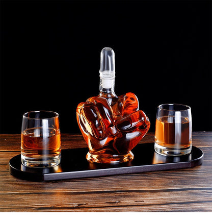Fuck OFF Whiskey Scotch Dekanter-Set, ideal als Whisky-Geschenk, Vintage-Gebläsetopf, Diamant-Weinverschluss, Glas-Dekanterflasche – Weindekanter