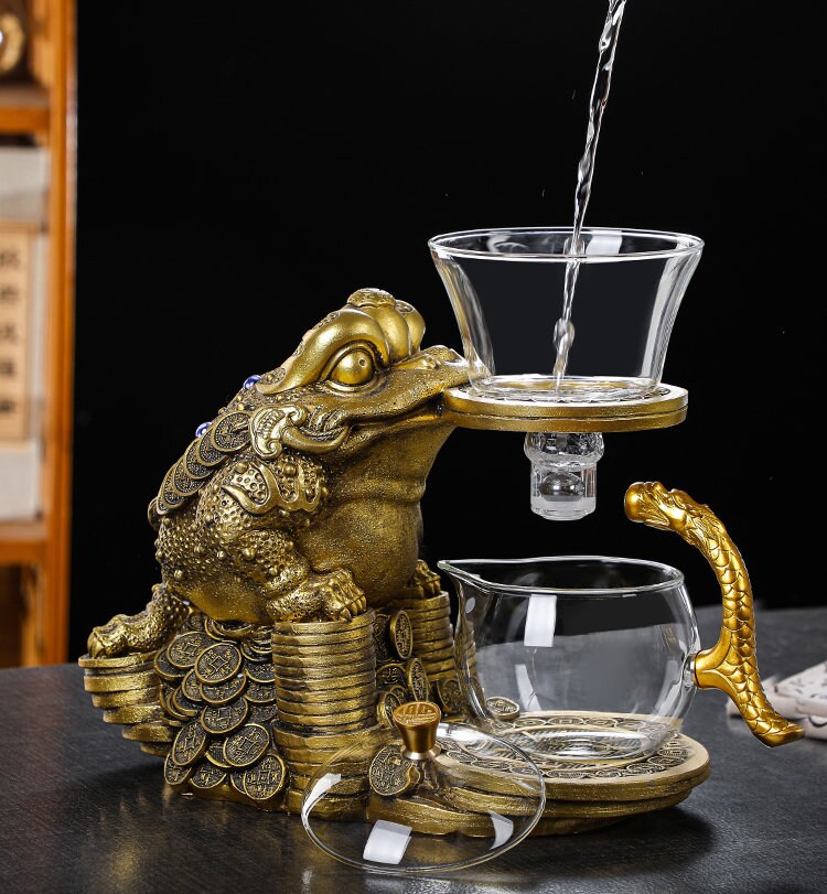 Zestaw Frog Teapot unikalny szklany chiński styl