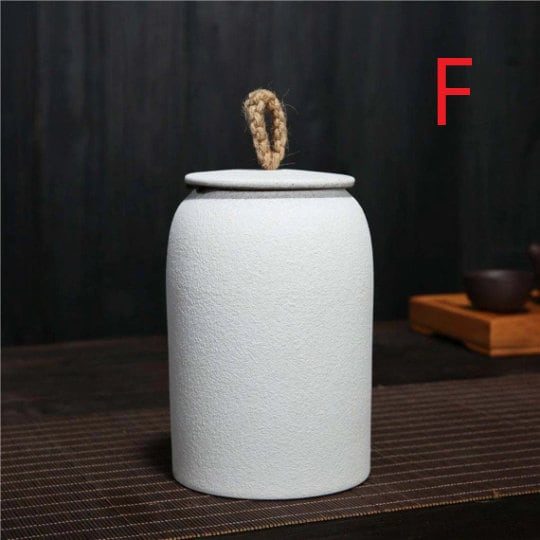 ACACUSS Japanese Ceramic Tea Container Cans Canister | Retro Stoneware | Ceramic Airtight pot Gong Fu | Candy Can | Tea Ceremony Accessories - ACACUSS