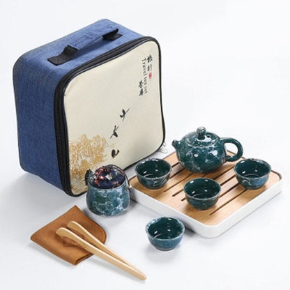 Conjunto de chá de viagem portátil de cerâmica
