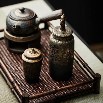 Stoneware gaya cina buatan tangan kanyama teh caddy