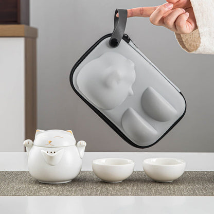 Portable Lucky Cat Mug Tea Set