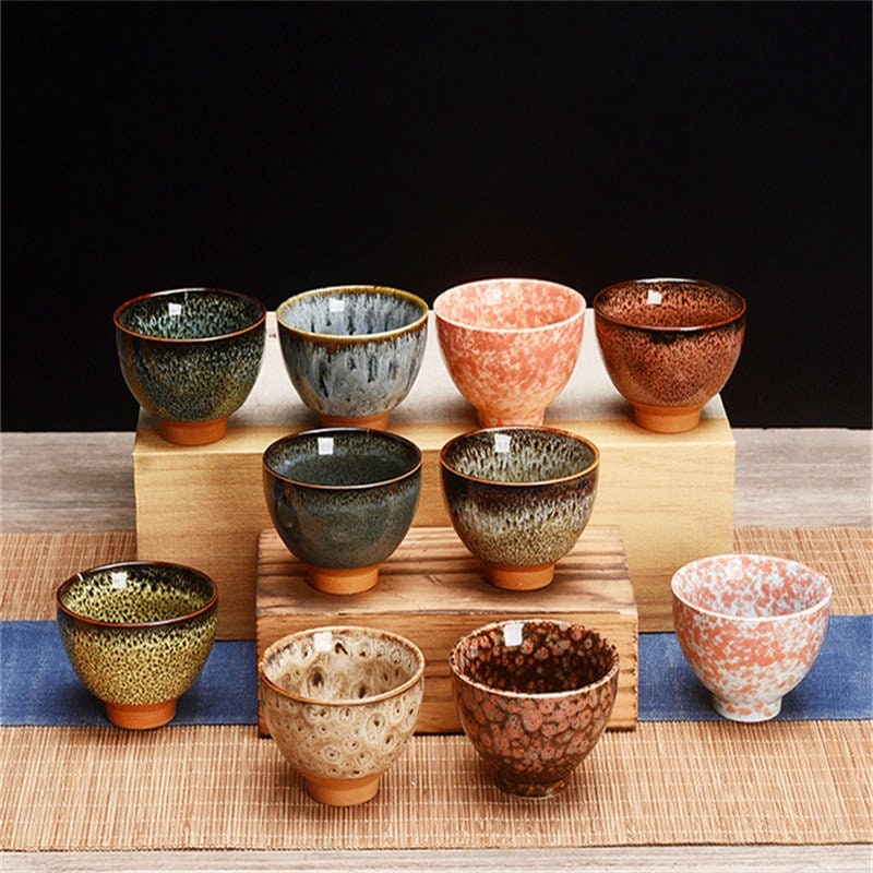 Tasse à thé chinoise en céramique 6 pièces/ensemble, tasse à glace craquelée, service à thé Kung Fu, petit bol à thé en porcelaine, accessoires de thé, verres à boissons