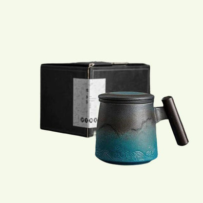 Retro kaffe krus kopper te vand adskillelsesfilter te cop med låg kinesisk tekop teaet vand kop træhåndtag forretning gave