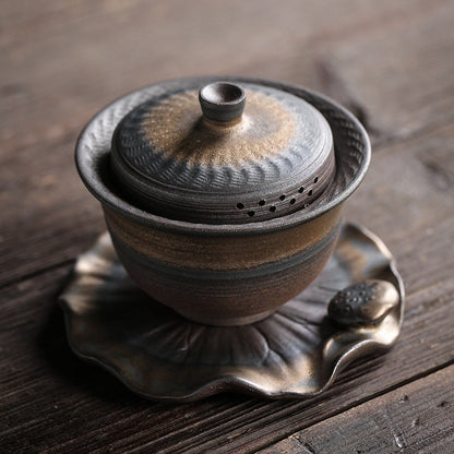 Jingdezhen vedeldad Gaiwan Kung Fu järnglasad te-skål