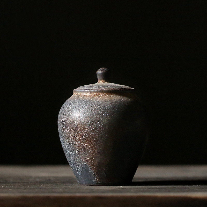 Recipiente de té Gilt Ceramic Tea Caddy Small Stonware Tea & Coffee Containers Jars