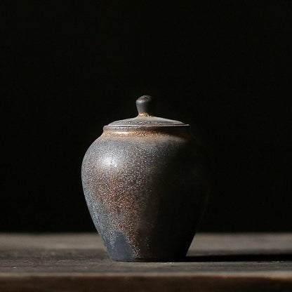 Teh tabung gilt keramik caddy caddy kecil teh stoneware & wadah kopi toples