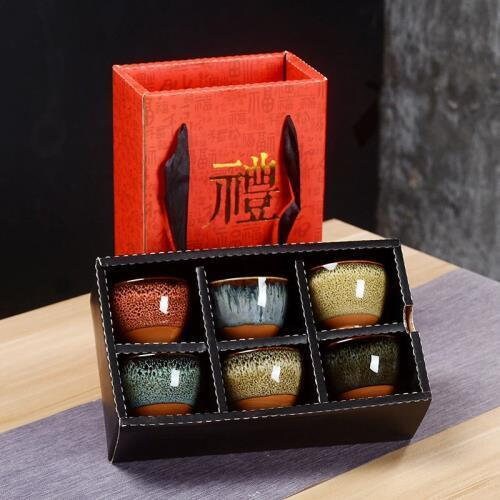Chińskie 6 szt./Zestaw ceramiczny herbata kubek lód pęknięta glazura kubka kung fu herbata mała porcelanowa herbata herbata