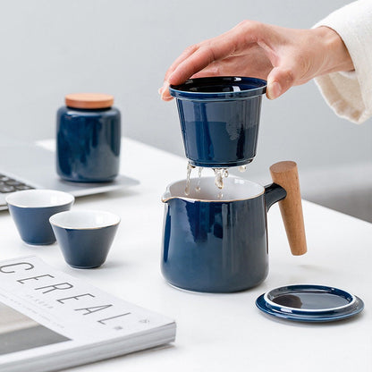 Teapot og Tea Cups Small Set With Travel Bag - Kung Fu Tea Ceremony Håndlaget keramikk Unik gaveeske