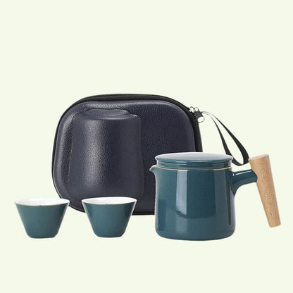 Czajnicze i filiżanki herbaty Mały zestaw z torbą podróżną - Ceremonia herbaty Kung Fu ręcznie robione ceramiki Unikalne pudełko na prezent