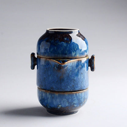 Creative One Pot and Two Cups Simple Tea Set Gift Set - Kung Fu Tea Set för resor med tepåse