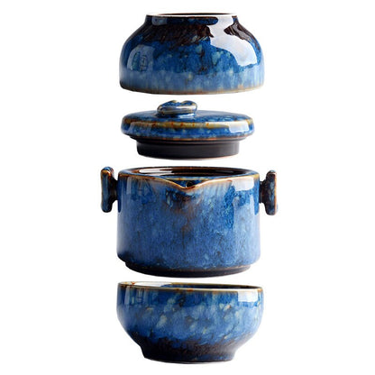 Creative One Pot og Two Cups Simple Tea Set Gift Set - Kung Fu Tea Set for Travel with Tea Bag