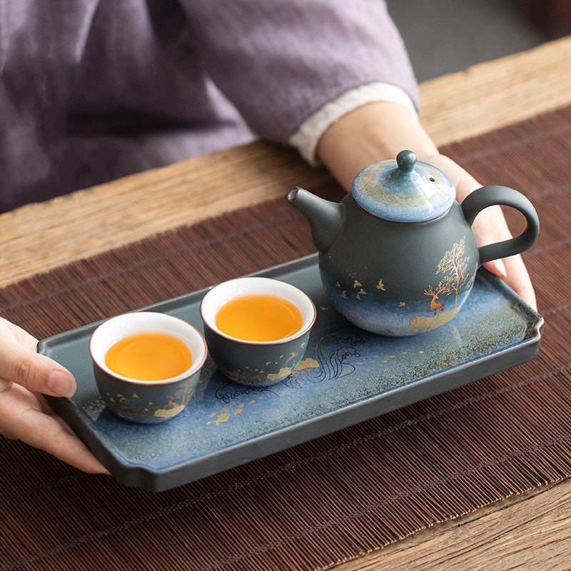 ACACUSS Ceramic Teapot Gold Deer Chinese Tea Pot Ceramic Teapot - Single Pot Household Kung Fu Tea Set - ACACUSS
