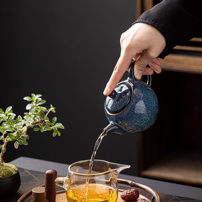 Çaydanlık tek potu seramik el yapımı tek çay seti