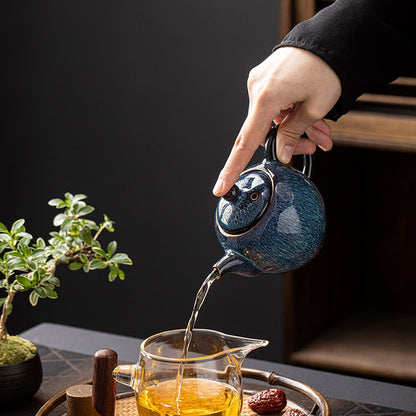 Théière simple pot en céramique fait à la main ensemble de thé unique