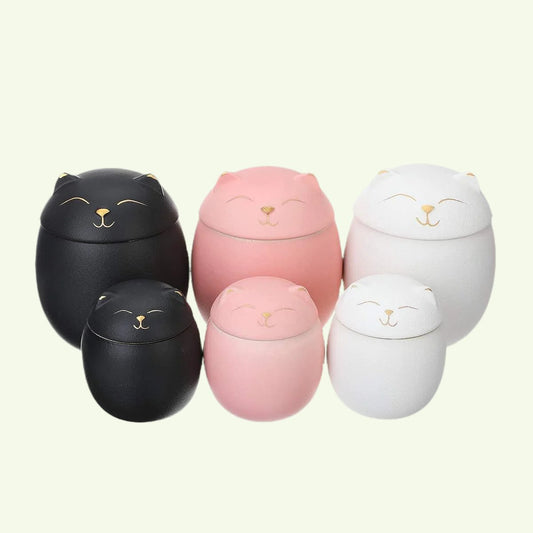 Caddy de té de cerámica lindo patrón de gato portátiles recipientes de hoja de té sellado Trave