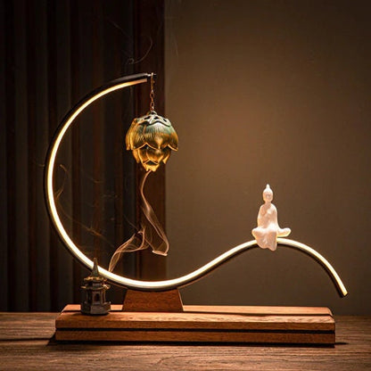 Acacuss keramische lotus wierookbrander LED -lamp circulerende water ornamenten verdienen geld moderne rubbui fontein vis