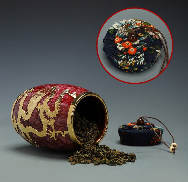 Jianzhan guld inlagd te caddy förseglad förvaring kaffebanare - kung fu te set kök tank förvaringstank te set tillbehör tillbehör