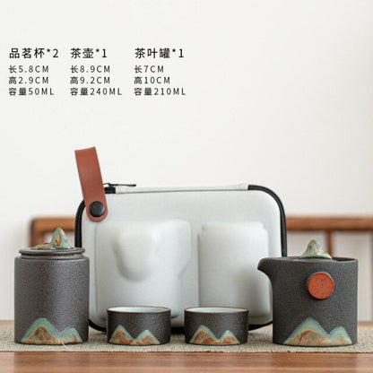 Keramisk bærbar reise Kung Fu Tea Set Home Office Zen Tea Teapot Gave - Reiseteset med kopper og te Caddy i reisepose