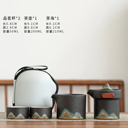 Ceramic Portable Travel Kung Fu Tea Set Office Zen Tea Teapot Gift - Travel Teaset con tazze e caddy da tè in borsa da viaggio