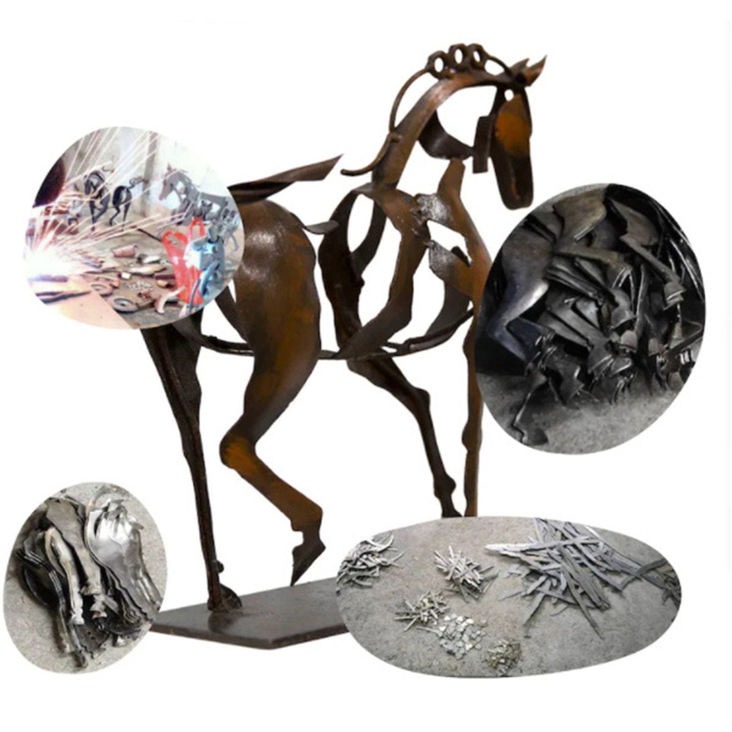Home Decor Metal Horse Sculpture Adonis Three-dimensional Openwork Abstract Vintage Desktop Office Decor Christmas Ornaments