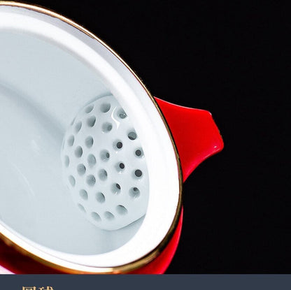Ceramic Lucky Cat Kuai Ke Cup - Porcelánový čajový hrnek s filtrem sítka a přenosný čajový hrnek na kávu
