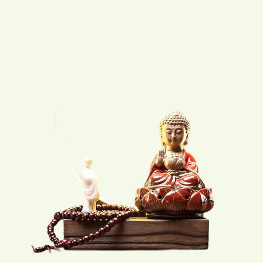 Zittende Boeddha Kegel wierook watervalhouder achterstroom wierookbrander geleid huis woonkamer bureaublad